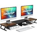 MOUNTUP Dual Monitor Stand Riser, Large Monitor Stand for Desk, Wood Monitor Riser with Storage for Home Office, Monitor Stands for 2 Monitors, Desktop Organizer Stand for Computer,Laptop,Printer