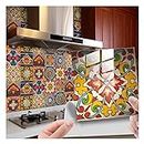 wweenuo 20 Pcs 4in×4in Tile Stickers Peel and Stick,Self Adhesive Waterproof Removable Mandala Style Tiles Backsplash for Kitchen Bathroom Furniture Staircase DIY Home Decor (4in×4in,TS295)