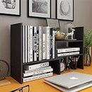 Dyserbuy Desktop Shelf Organizer Office Storage, Expandable Bookshelf Display Rack, Versatility Office Supplies Desk Organizer, Free Style Adjustable Desktop Bookcase Stand Shelf (Black)
