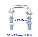 20P pack 50x75mm U BOLT suit 50mm Tube Frame FOR JOCKEY WHEEL M12 Nut with wash