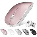 Normdecos Bluetooth Wireless Mouse for MacBook Air Mac Pro Laptop PC Pad Optical Rechargeable Silent Mouse with Dual Mode Switch Mouse Bluetooth 5.2/3.0 and 2.4G USB-A & USB-C Receiver Rose Gold
