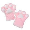 BNLIDES Cosplay Animal Fluffy Cat Fursuit Paws Claws Gloves Costume Accessories for Adults (Pink)