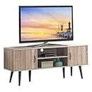 COSTWAY TV-Lowboard Fernsehschrank Holz, TV-Schrank für TVs bis zu 60", Fernsehtisch mit offenem Regal, für Wohnzimmer & Schlafzimmer 147 x 39,5 x 62 cm
