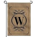 Anley Classic Monogram Letter W Garden Flag, Double Sided Family Cognome Initial Yard Flags - Personalized Welcome Home Decor - Weather Resistant & Double Stitched - 18 x 12,5 Pollici
