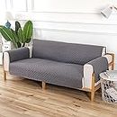 House of Quirk Ultra-Soft Velvet Couch Cover for Triple Seater Couch Sofa Cover for Dogs Water Resistant Furniture Protector Cover with Foam Sticks Elastic Straps (Hash Grey, Triple Seater)