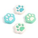 GeekShare Cat Paw Shape Thumb Grip Caps,Soft Silicone Joystick Cover Compatible with Switch/OLED/Switch Lite,4PCS (Green & Blue)