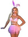 Pratiharye Premium 5piece - Criss Cross Bunny Costume Set With Hairhoop & Bow & Skirt - Rabbit Outfit - Naughty Lovely Lingerie Set - Cosplay Costumes for Women - Bunny Bodysuit Roleplay Sexy Dress