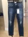 Hudson vintage,long, blue wash with knee rips, boot cut jeans for girls size 10