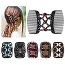 6 Pieces Beads Hair Combs Magic Elastic Hair Double Clips for Women Girls Hair Accessory DIY Hair Styling Tool