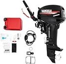 HANGKAI 2 Stroke 18HP Outboard Motor, 246CC Heavy Duty Water-Cooled System Tiller Control Fishing Boat Motor with CDI Ignition System, Short Shaft