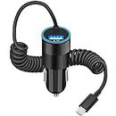 【MFi Certified】iPhone Car Charger Fast Charging, KYOHAYA 4.8A Dual USB Power Cigarette Lighter Car Charger Adapter with 6FT Coiled Lightning Cable for iPhone 14 13 12 11 Pro XS Max Mini XR X 8 SE iPad