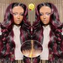 Wear and Go Glueless Wigs Human Hair 13×4 Burgundy Highlight Body Wave Lace Wig