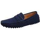 Jamron Hommes Daim Penny Loafers Confort Chaussures de Conduite Mocassin Slippers Bleu Marine 2088 EU43