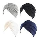 beauty YFJH Chemo Sleep Turban Headwear Scarf Beanie Cap Hat for Cancer Patient Hair Loss, Black Gray White Navy, One size