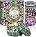 Scented Candles Aromatherapy Gift Set: 4 Pack Gardenia,Jasmine,Lavender Osmanthus Large Size Natural Soy Wax Candle 4.4 Oz Travel Tin Fragrance Relaxing Stress Relief Aroma Home Best Gift for Women