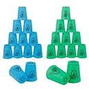 Itoyx 24 Stück Stapelbecher mit Tragetasche, Cups (Blau&Grün) zum Geschwindigkeitstrainingsspiel Speed-Challenge-Wettbewerb Party Spielzeug
