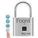 Foora Bio-46 Smart Lock Fingerprint Biometric Pad Lock 10 Fingerprint User with 2 Admin Waterproof Padlock (Silver Finish)