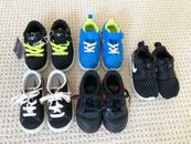 5 pairs of toddler Nike & Polo sneakers running tennis shoes black blue size 7