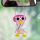 Pink Car Accessories for Women Girl of Swinging Duck Car Hanging Ornament Cute Cool Car Decorations Rear View Mirror Hanging Accessories Car Pendant Car Charm(Pink)