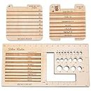 BENECREAT 3 Style Wood Knitting Needle Gauge and Ruler, Square Wood Spinning Control Card Knitting Tool for Spinners Yarn Measuring Tools Crochet Accessories