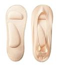 Women's No Show Nylon Socks Arch Support Sponge Cushion Liner (2 Pairs) (Shoe-Size 5-6, 2Nude)