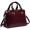 Handbags for Women, VASCHY Smooth PU Leather Top Handle Bag Tote Bag with Triple Compartments Ladies Satchel for Work, Daily Burgundy