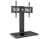 FITUEYES Universal TV Stand for 40 to 80 Inch TV, Black TV Table Stand with Swivel & Height Adjustable Bracket, 10mm Tempered Glass Base, Max VESA 600x400mm Holds 50kg