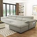 Woodsfreak Wood Luxury Furniture Genuine Leather Sofa Modern Leather Sofa Set for Living Room, Grey, 5- to 6-Person Sofa