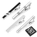 GUSTAVE® 4 Pack Men's Tie Clips Set Tie Pin Tie Clip for Men Suits Luxury Metal Plating Necktie Tie Bar Clasp Pinch Clip for Business Wedding Daily Life, with Gift Box