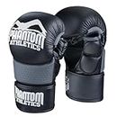 Phantom MMA Gloves RIOT - Optimal Protection for Sparring - Extra Security for Thumb and Wrist - Open Grip for Any Combat Sport Like Grappling - Fight and Training - Men and Women (Black/Gray, S/M)