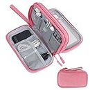 Skycase Travel Cable Organiser Bag,Double-Layer Storage Bag Electronics Accessories Organizer Bag for USB Data Cable,Earphone Wire,Power Bank,21 x 12.5 x 6.5cm,Pink
