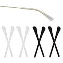 Silikon Überzüge 4 Paare Antirutsch Brillenbügel Silikon Antirutsch ÜberzügeSchwarz und Weiß Sanft Rutschfest Reparatur Ersatzteile Brillenersatzzubehör für Metall Dünne Sonnenbrillen Brillenbeine