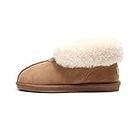 UGG 1978AUS Women's Men's Ankle Slippers - Australian Premium Wool Anti-Slip Winter Home Cozy Moccasins (US 7, Chestnut)