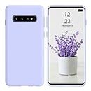 DUEDUE Samsung Galaxy S10 Plus Case,Liquid Silicone Soft Gel Rubber Slim Cover with Microfiber Cloth Lining Shockproof Full Body Protective Phone Case for Samsung S10 Plus/S10+ 2019, Light Purple