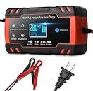 Car Battery Charger,12V/8A 24V/4A Compatible Automotive Smart Portable Battery Charger Maintainer/Pulse Repair Charger Pack for Car, Motorcycle, Lawn Mower, Boat and More
