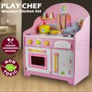 Wooden Kids Kitchen Toy Pretend Play Set Toddler Children Cooking Home Cookware