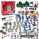 Civil War Army Men Toy Soldier Action Figure Playset -100 Pieces Including Confederate & Union Soldiers, Cannons, Wagons, Rideable Horses, Terrain Accessories -Great for Dioramas & School Projects