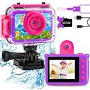 GKTZ Gift for Girls Age 3-14 - Kids Waterproof Camera Digital Video Camera 180 R