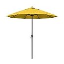 California Umbrella 9' Round Aluminum Market Umbrella, Crank Lift, Auto Tilt, Bronze Pole, Lemon Olefin