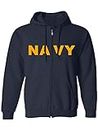 zerogravitee Navy NAVY Full-Zip Hooded Sweatshirt with gold print - Small