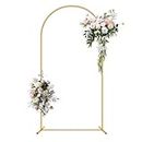 Nisoger Metal Arch Stand 6.6FT Gold Wedding Balloon Arched Backdrop Stand Chiara Backdrop Stand Arbor for Birthday Party Bridal Baby Shower Ceremony Decoration (6.6Ft)