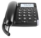Doro Magna 4000 Landline Phone - Corded House Phone - Ideal for Seniors - Audio Boost Button and Display - 2 One-Touch Memories - Speakerphone - Black Phone - Visual Ring Indicator - No Answerphone