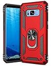 GREATRULY Ring Kickstand Phone Case for Samsung Galaxy S8 Plus,Heavy Duty Dual Layer Drop Protection Case for Galaxy S8+,Hard Shell + Soft TPU + Ring Stand Fits Magnetic Car Mount,Red