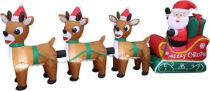 Christmas Inflatable Santa Claus Reindeer Sleigh Blowup Yard Decoration 96"