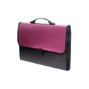 Expanding Bag Handle Plastic File Folder 13 Pocket For Office Color Black Pink