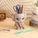 Elephant Pen Pencil Holder, Cute Fashion Desk Organizers Animal Ornament, Makeup Brush Holder Home Office Desk Supplies Organizer Accessory