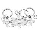 Best Friend Keychain Set Sisters Brothers Keychain Set No Matter Where What When Puzzle Keychain Set of 3 Long Distance Relationship Gifts Friendship Gifts for Family Teens Birthday Graduation Gifts