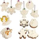 Haoser 18 pcs Wooden Christmas Ornaments Unfinished Wood Slices with Holes for Kids DIY Crafts Centerpieces Holiday Hanging Decorations, 6 Styles(Only Cutouts) Pen are not Included