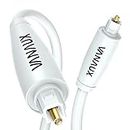 White Optical Audio Cable, VANAUX Digital S/PDIF Toslink Optical Cable Fiber Optic Cable for Home Theater, Sound Bar,TVs/Amplifiers/Hi-Fi Systems (16.5ft/5m-White)