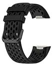 OBOE Silicone Smart Watch Replacement Dotted Design Band Compatible with Fitbit Charge 5 Watch (B-Black)
